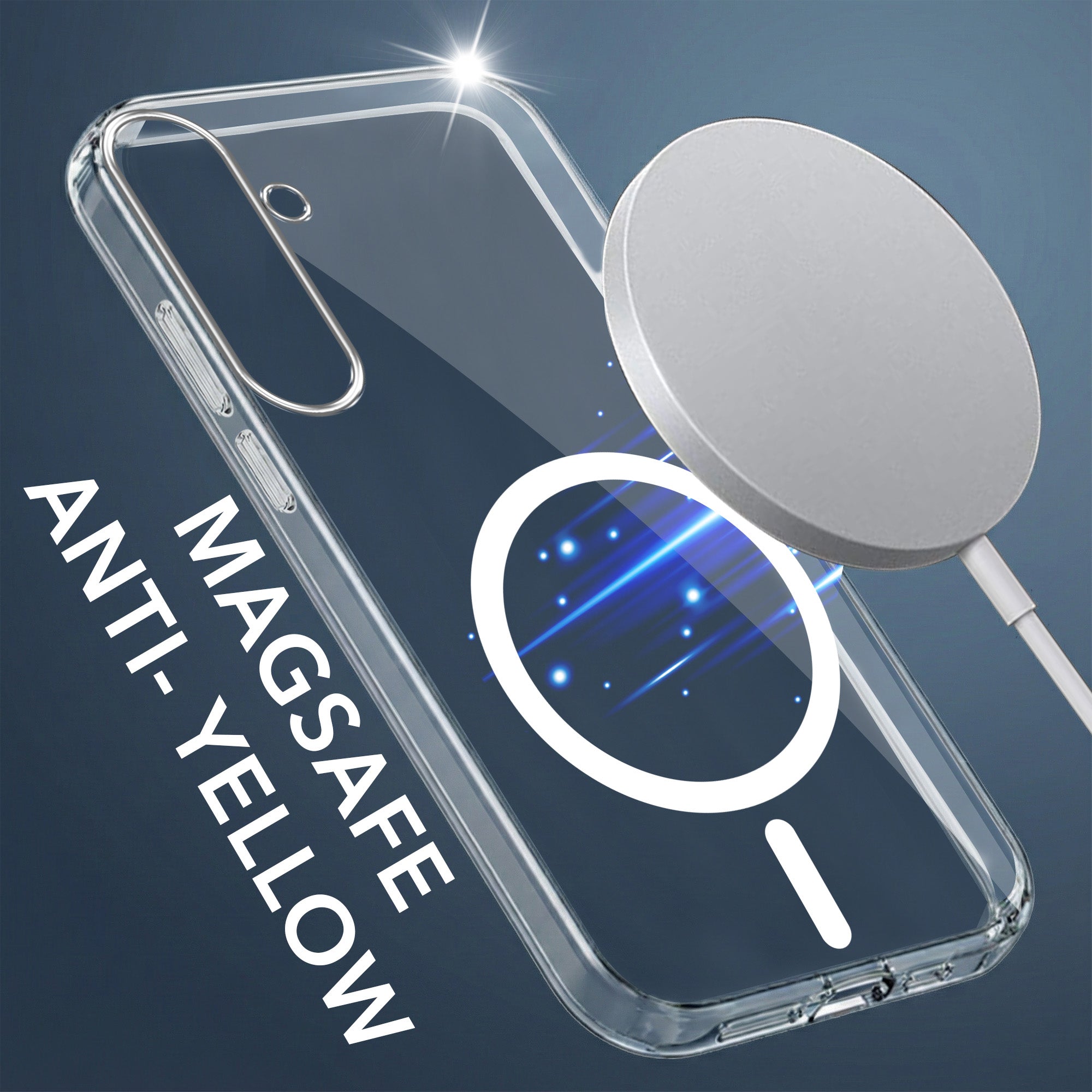 For Samsung Galaxy S24 Plus Back Cover Case Lifetime Anti-Yellow MagSafe Compatible Clear (Sleek Hard Crystal | Shockproof and Camera Protection)
