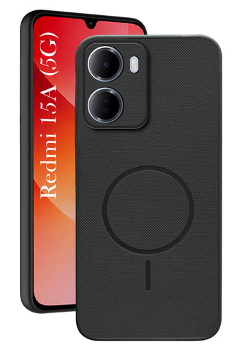 For Redmi 15A 5G Back Cover Case PU Leather (Texture Grip Design | Professional Minimalist | Camera Protection | Soft and Flexible)