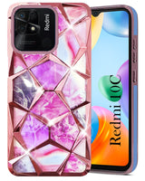 For Xiaomi Redmi 10C Back Cover Case ( Dual Design Glitter Sparkle and Detachable Diamond Print Case | Soft and Flexible)