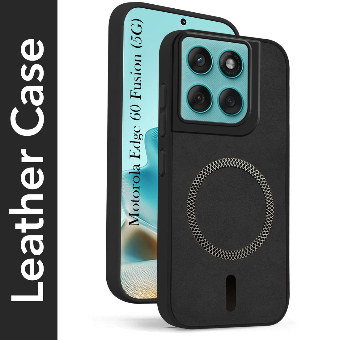 For Motorola Moto Edge 60 Fusion Back Cover Case Leather Finish (MagSafe Compatible Wireless Charging | Soft Touch | Camera Bump Protection)