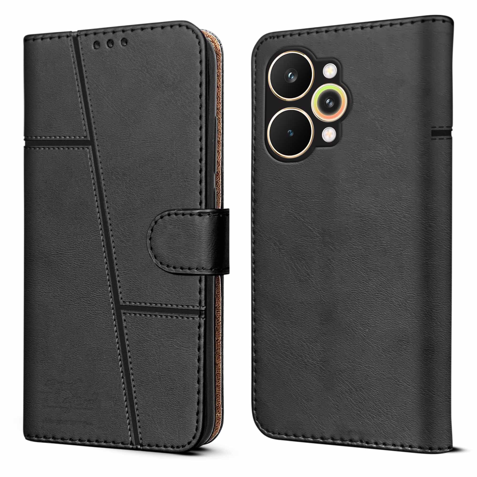 For Realme 15 Pro Flip Cover Case ( Stitched Leather with Magnetic Closure)