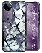 For Vivo V40 | Vivo V40 Pro 5G Back Cover Case ( Dual Design Glitter Sparkle and Detachable Diamond Print Case | Soft and Flexible)