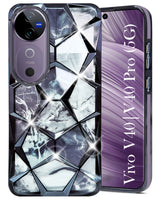 For Vivo V40 | Vivo V40 Pro 5G Back Cover Case ( Dual Design Glitter Sparkle and Detachable Diamond Print Case | Soft and Flexible)