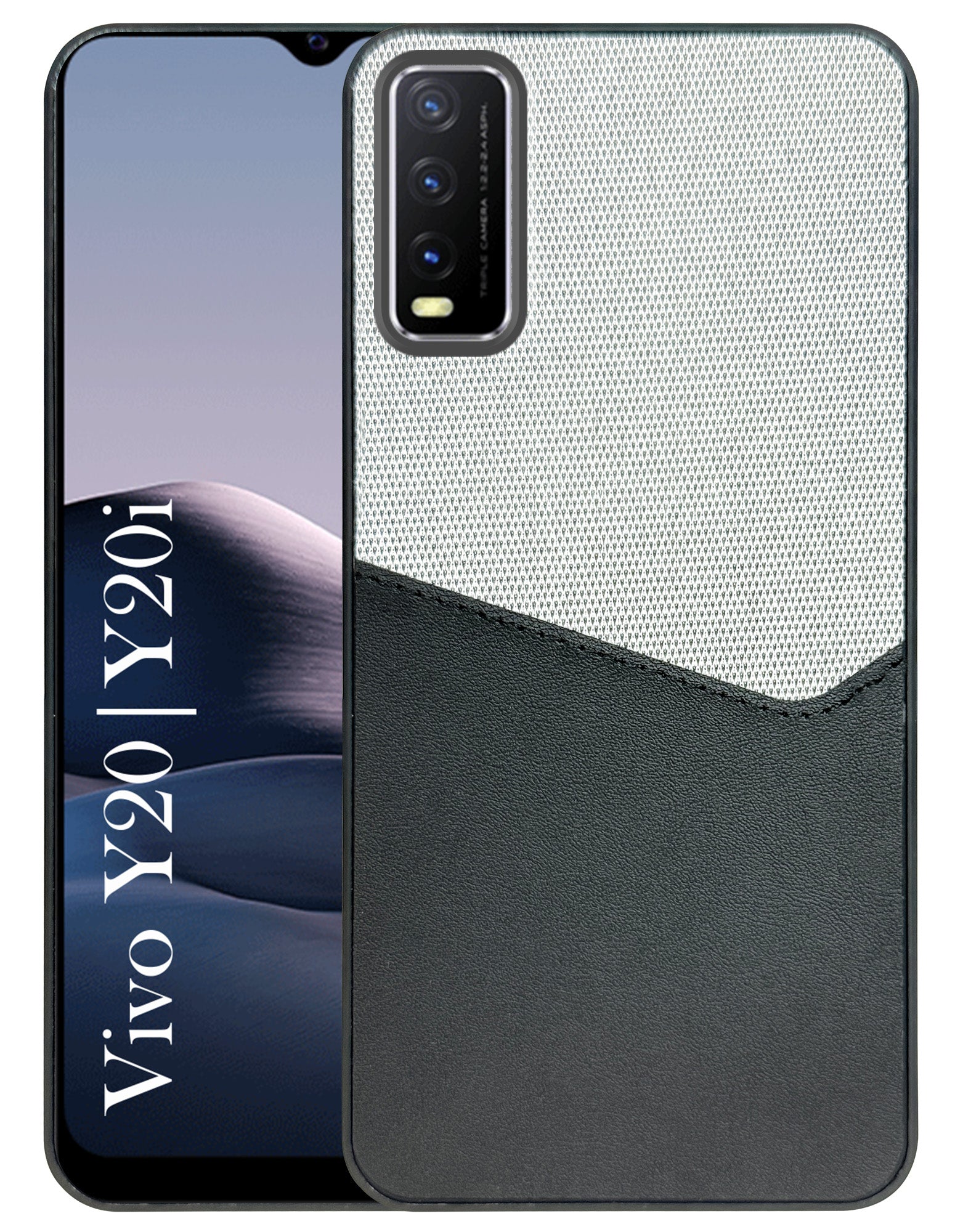 For Vivo Y20 | Y20i Back Cover Case (Dual PU Leather Stitch | Professional Minimalist | Soft and Flexible)