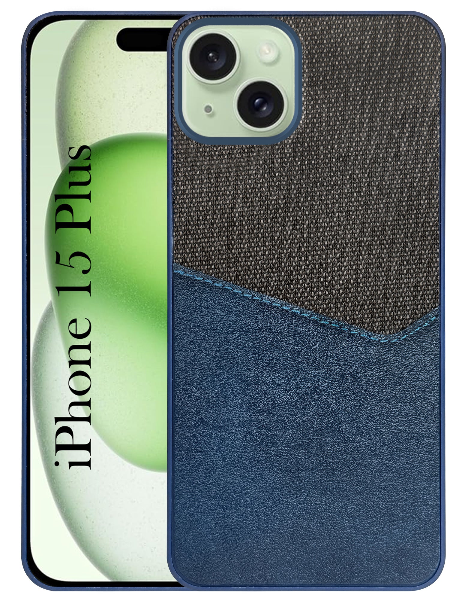For Apple iPhone 15 Plus Back Cover Case (Dual PU Leather Stitch | Professional Minimalist | Soft and Flexible)