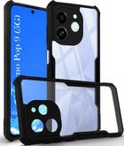 For Tecno Pop 9 5G | Tecno Spark 30C 5G Back Cover Case Hybrid (Shockproof with Polycarbonate Clear Panel | Professional Black)