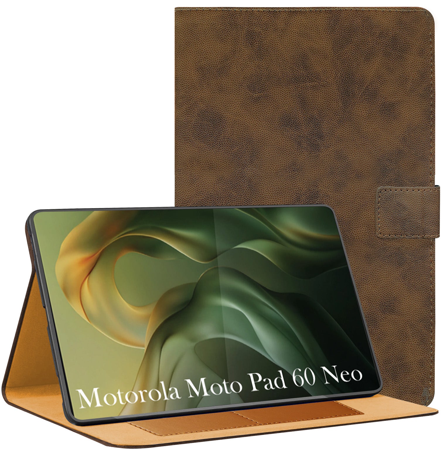 For Motorola Moto Pad 60 Neo 11 Inch Flip Cover Folio Cover (PU Leather | Multi-Angle Smart Stand | Card Storage Slots | Silicone Back Pouch)