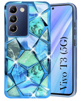 For Vivo T3 5G Back Cover Case (Dual Design Glitter Sparkle and Detachable Diamond Print Case | Soft and Flexible)