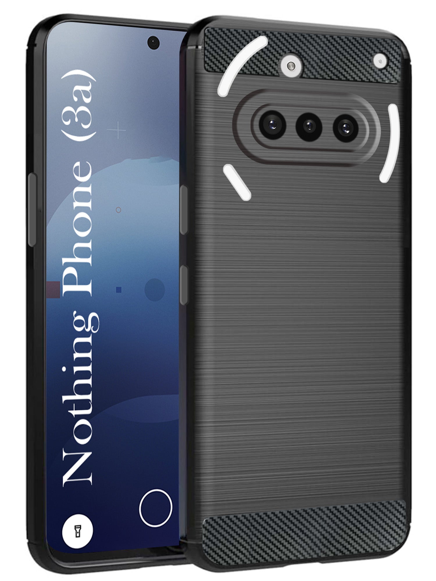 For Nothing Phone 3A 5G Back Cover Case (Hybrid Armor Case | Carbon Fiber Shockproof | Soft and Flexible | Black )
