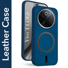 For Vivo T4 Back Cover Case Leather Finish (MagSafe Compatible Wireless Charging | Soft Touch | Camera Bump Protection)