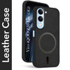 For Vivo iQOO Z10 Lite Back Cover Case Leather Finish (MagSafe Compatible Wireless Charging | Soft Touch | Camera Bump Protection)