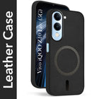 For Vivo iQOO Z10 Lite Back Cover Case Leather Finish (MagSafe Compatible Wireless Charging | Soft Touch | Camera Bump Protection)