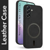 For Samsung Galaxy M56 | Samsung Galaxy F56 Back Cover Case Leather Finish (MagSafe Compatible Wireless Charging | Soft Touch | Camera Bump Protection)