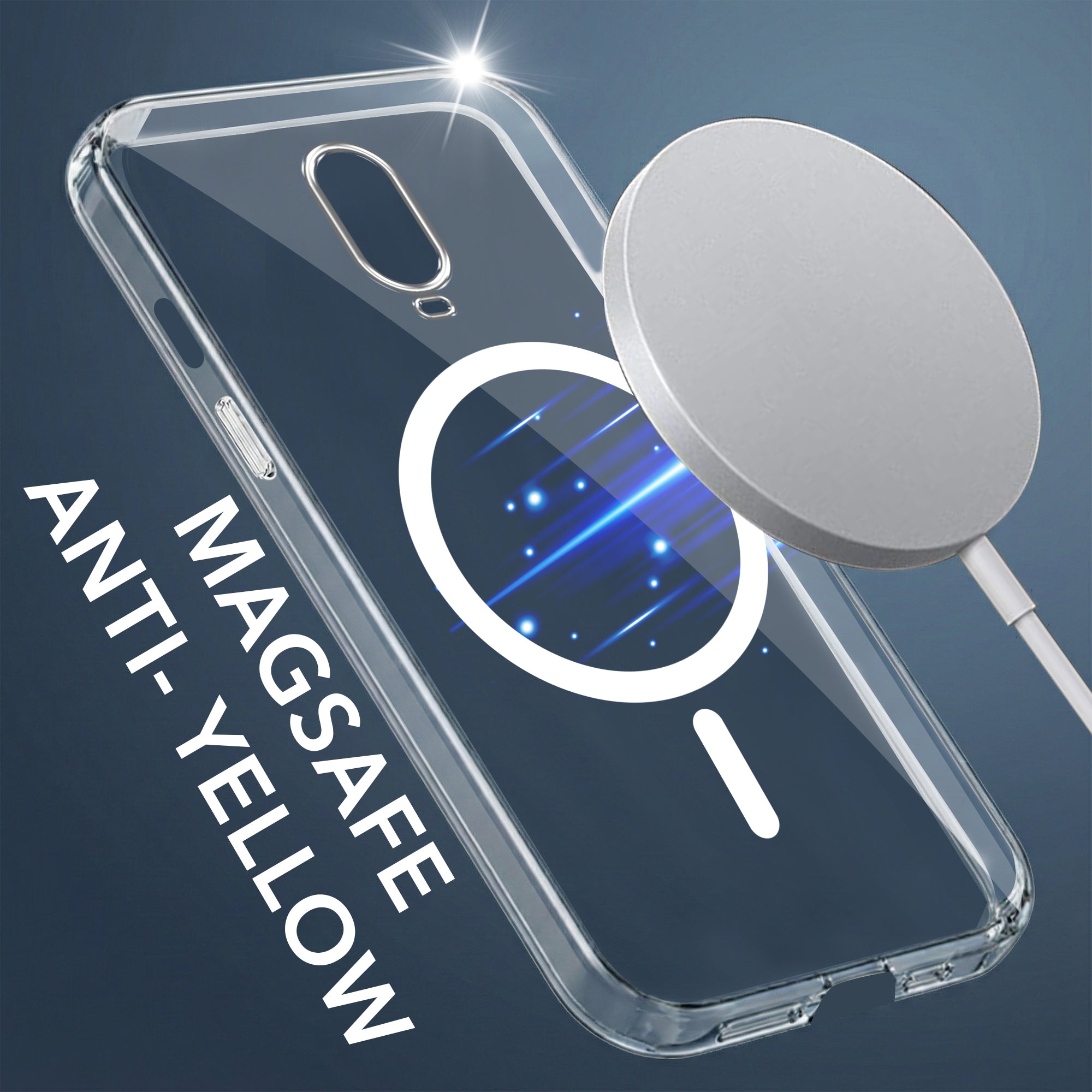 For OnePlus 6T Back Cover Case Lifetime Anti-Yellow MagSafe Compatible Clear (Sleek Hard Crystal | Shockproof and Camera Protection)