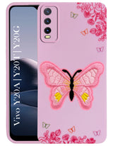 For Vivo Y20A | Y20T | Y20G Back Cover Case  (Soft Butterfly Embroidery | Women Teen Girls | Camera Protection| Matte Silicone)