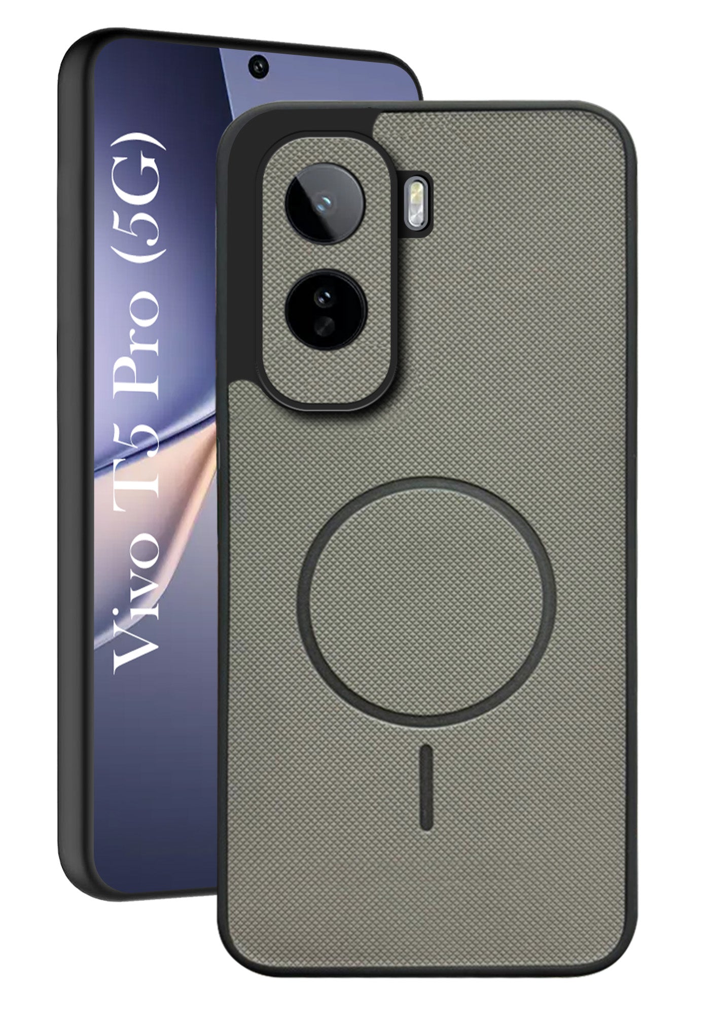 For Vivo T5 Pro 5G Back Cover Case PU Leather (Texture Grip Design | Professional Minimalist | Camera Protection | Soft and Flexible)