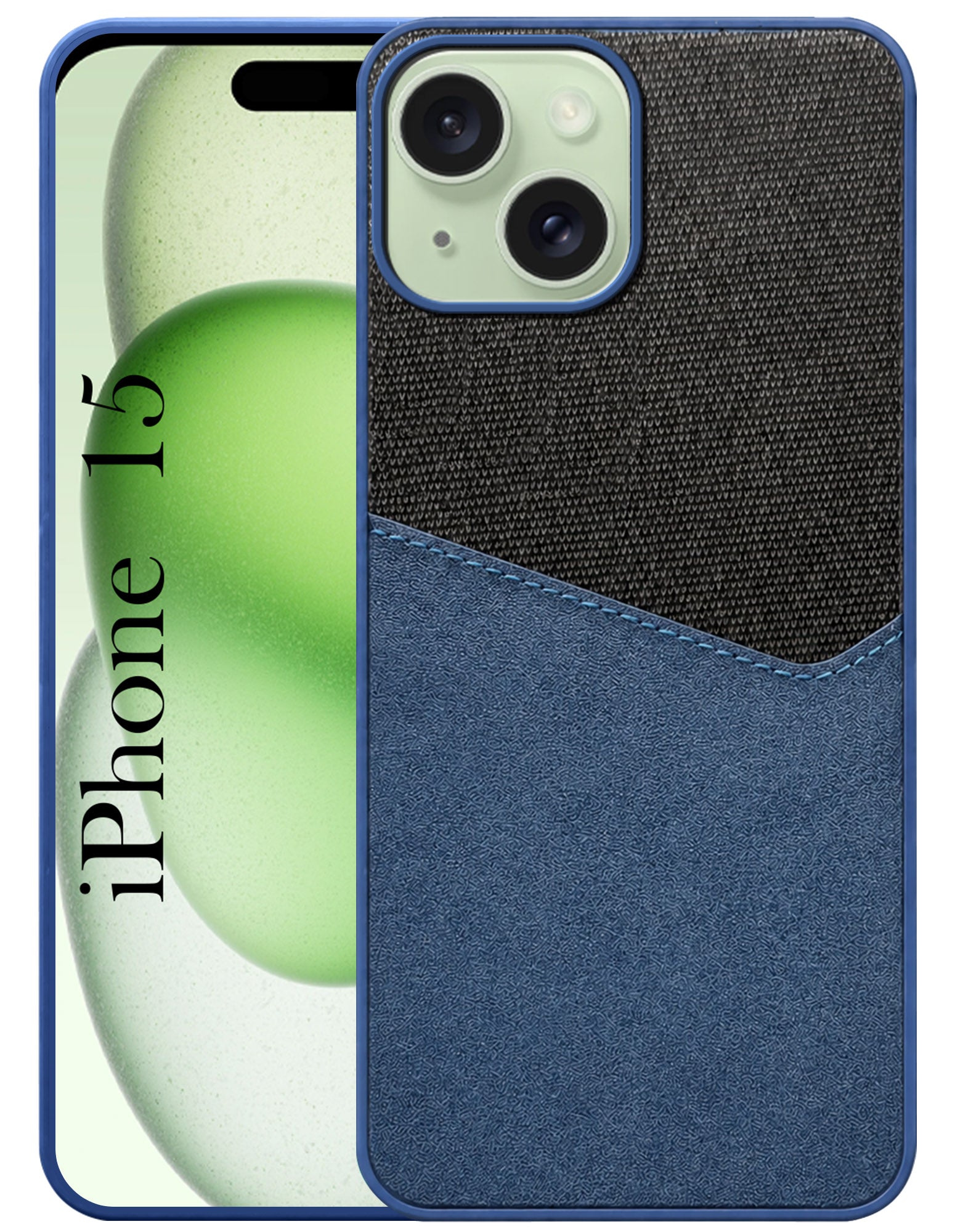 For Apple iPhone 15 Back Cover Case (Dual PU Leather Stitch | Professional Minimalist | Soft and Flexible)