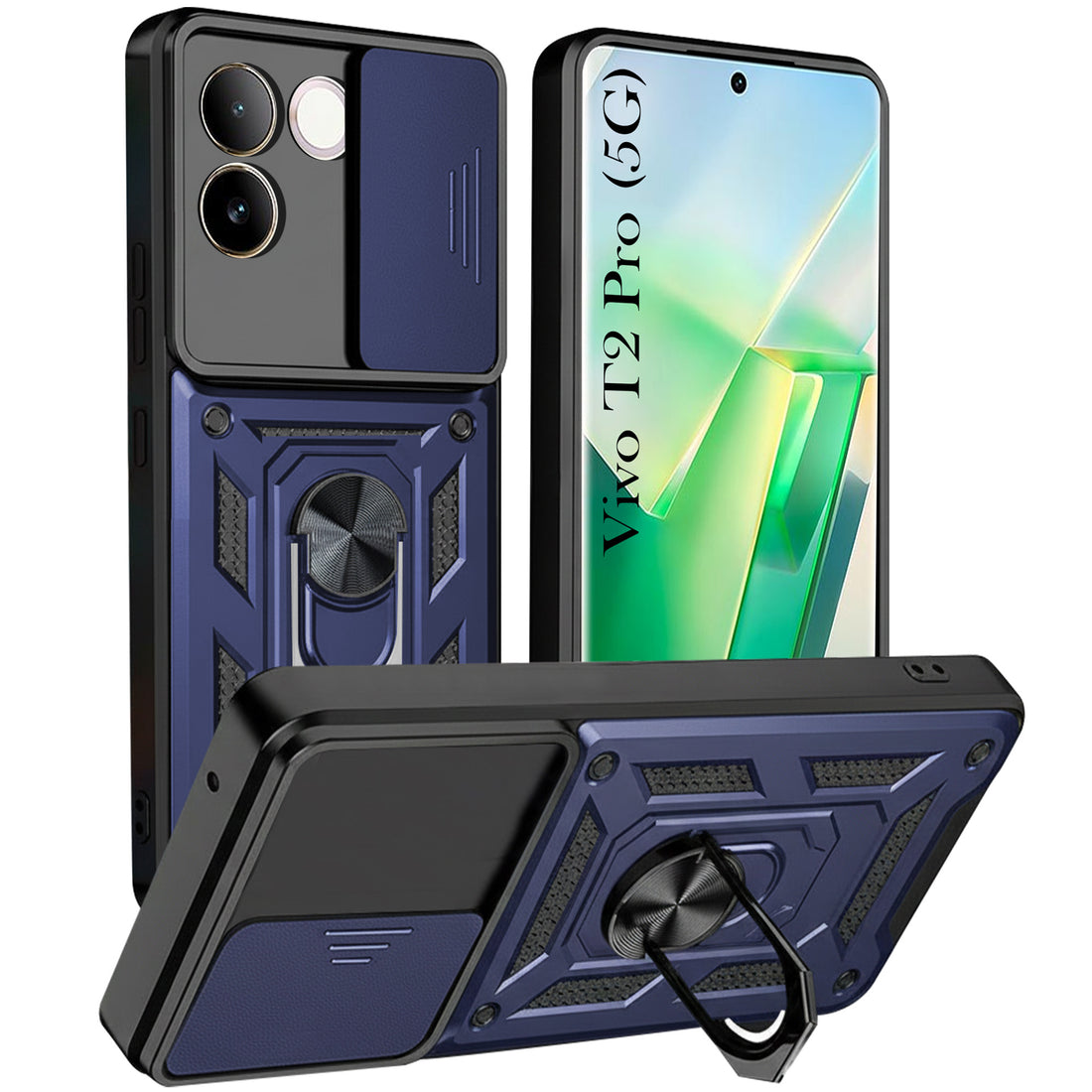 For Vivo T2 Pro Back Cover Case (Hybrid Dual Armor Polycarbonate)