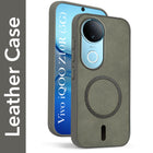 For Vivo iQOO Z10R Back Cover Case Leather Finish (MagSafe Compatible Wireless Charging | Soft Touch | Camera Bump Protection)