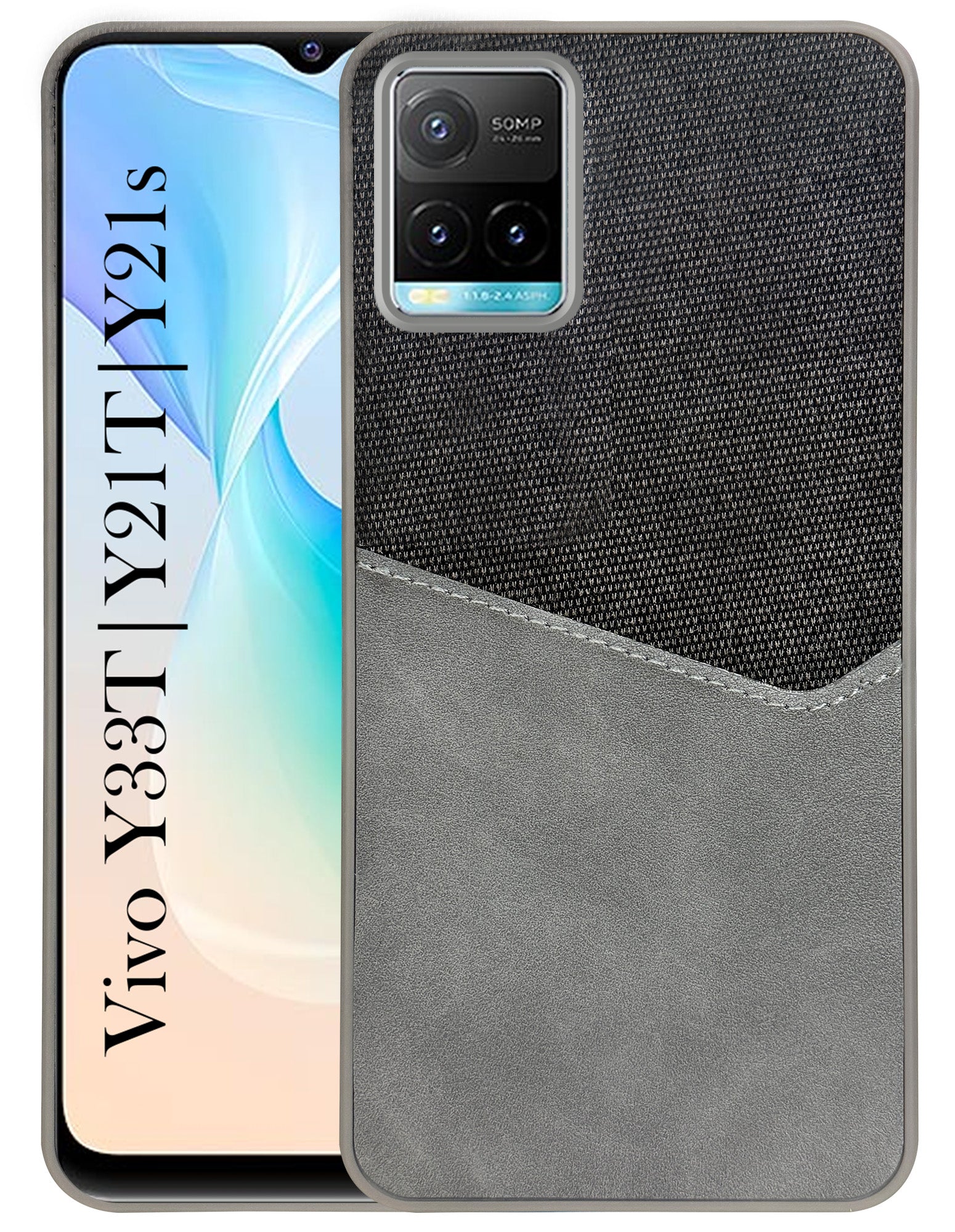 For Vivo Y33T | Vivo Y21T | Vivo Y21s Back Cover Case (Dual PU Leather Stitch | Professional Minimalist | Soft and Flexible)
