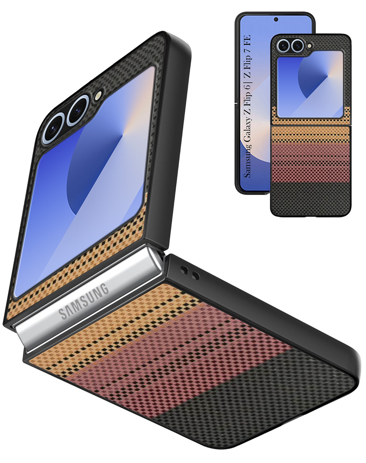 For Samsung Galaxy Z Flip 6 5G | Samsung Galaxy Z Flip 7 FE Back Flip Case Cover (Craft Printed Design | Hybrid Texture | Inside Microfiber Cloth)