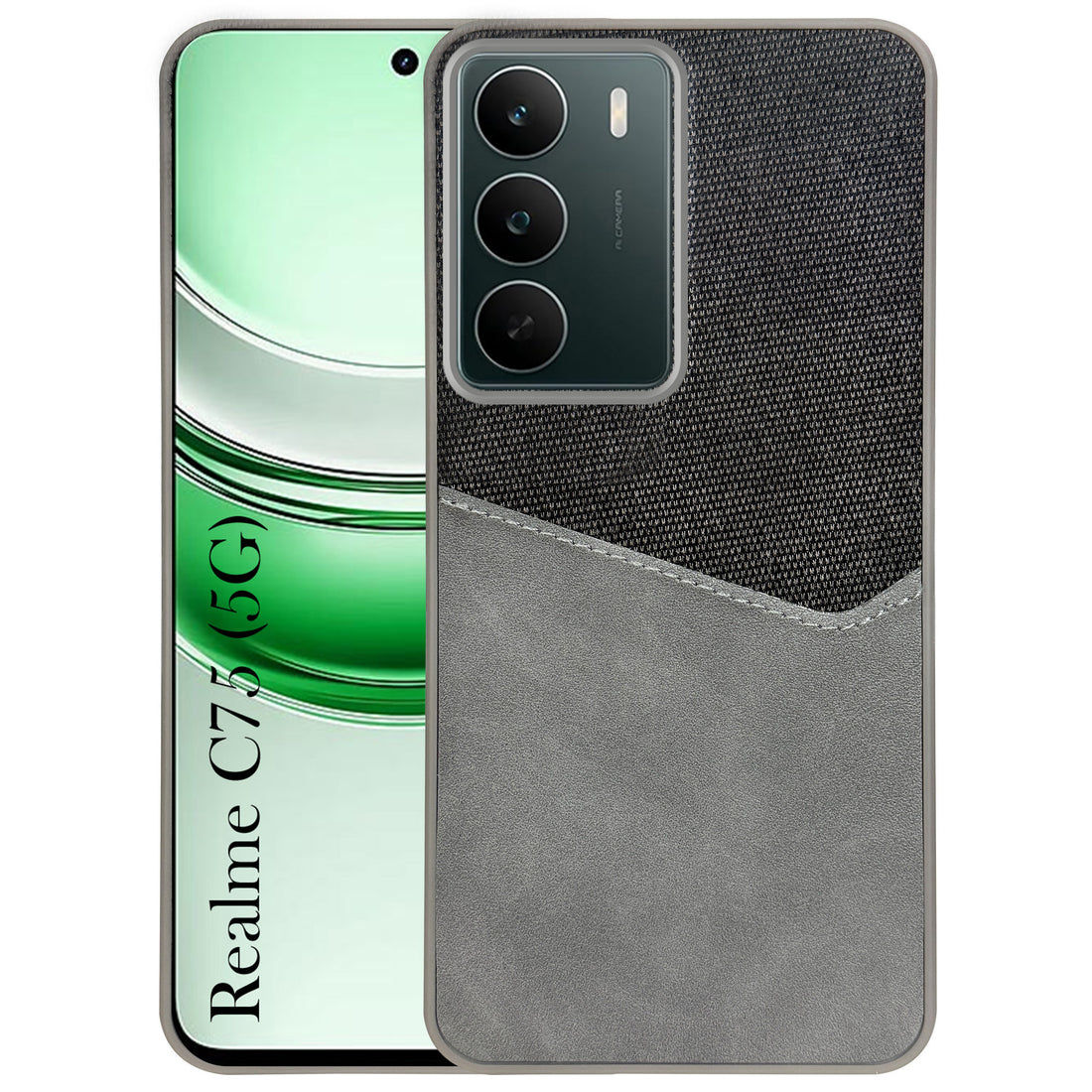 For Realme C75 5G Back Cover Case (Dual PU Leather Stitch | Professional Minimalist | Soft and Flexible)