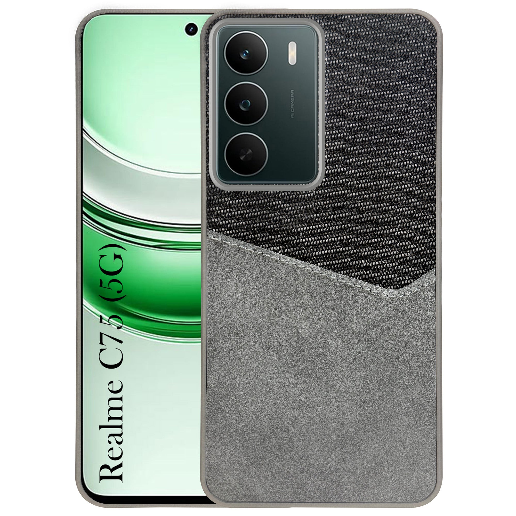 For Realme C75 5G Back Cover Case (Dual PU Leather Stitch | Professional Minimalist | Soft and Flexible)