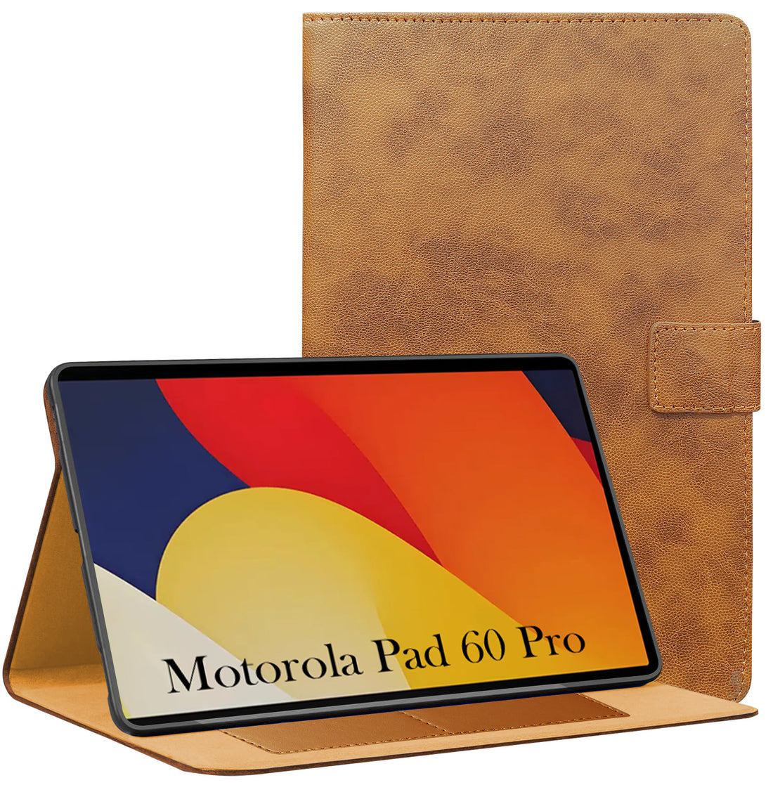 For Motorola Moto Pad 60 Pro 12.7 Inch Flip Cover Folio Cover (PU Leather | Multi-Angle Smart Stand | Card Storage Slots | Silicone Back Pouch)