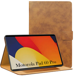 For Motorola Moto Pad 60 Pro 12.7 Inch Flip Cover Folio Cover (PU Leather | Multi-Angle Smart Stand | Card Storage Slots | Silicone Back Pouch)