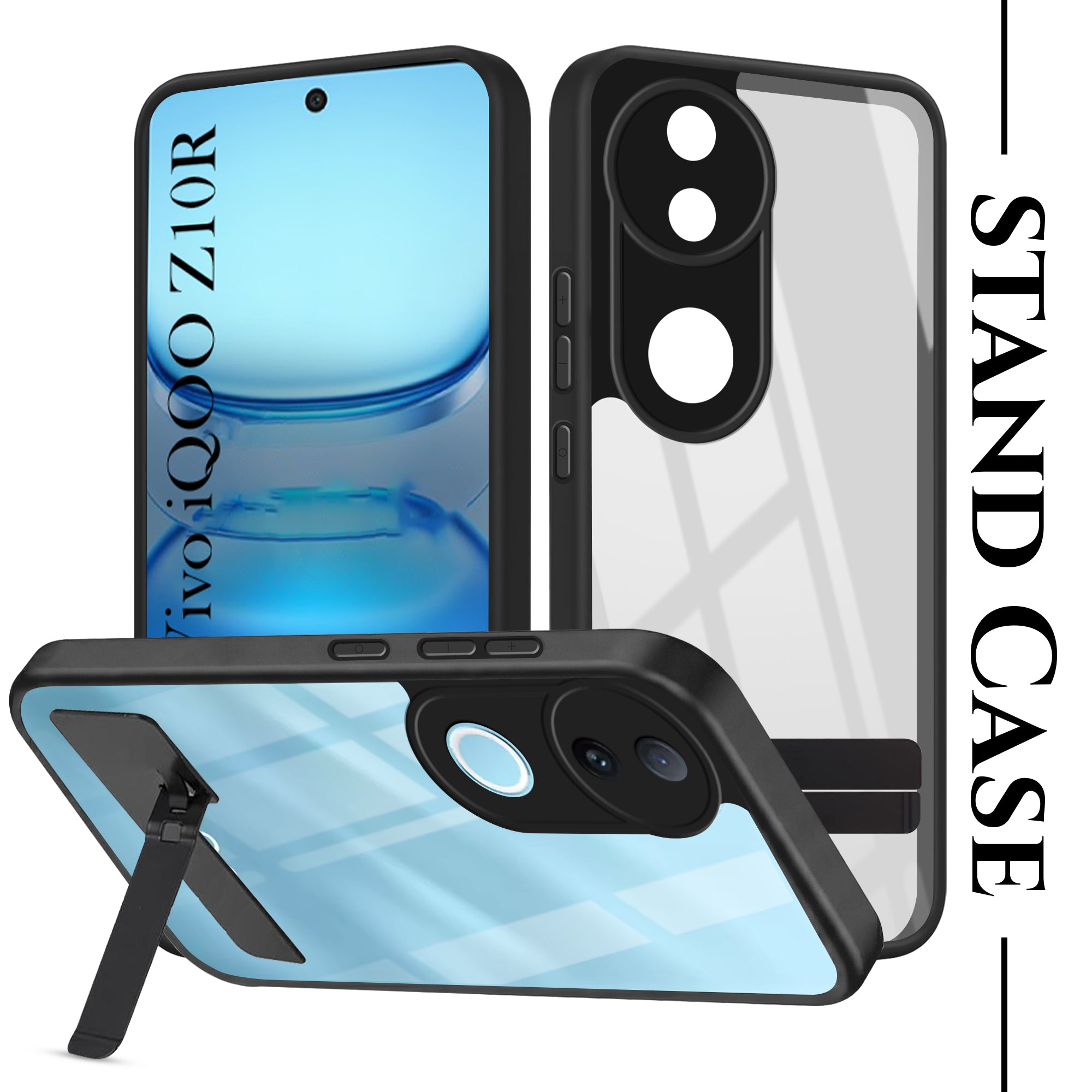 For Vivo iQOO Z10R Back Cover Case (Built-in Stand | Lifetime Anti Yellow | Kickstand Shockproof | Camera Protection | MagSafe Compatible)
