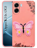 For Oppo K14x 5G Back Cover Case (Soft Butterfly Embroidery | Women Teen Girls | Camera Protection| Matte Silicone)