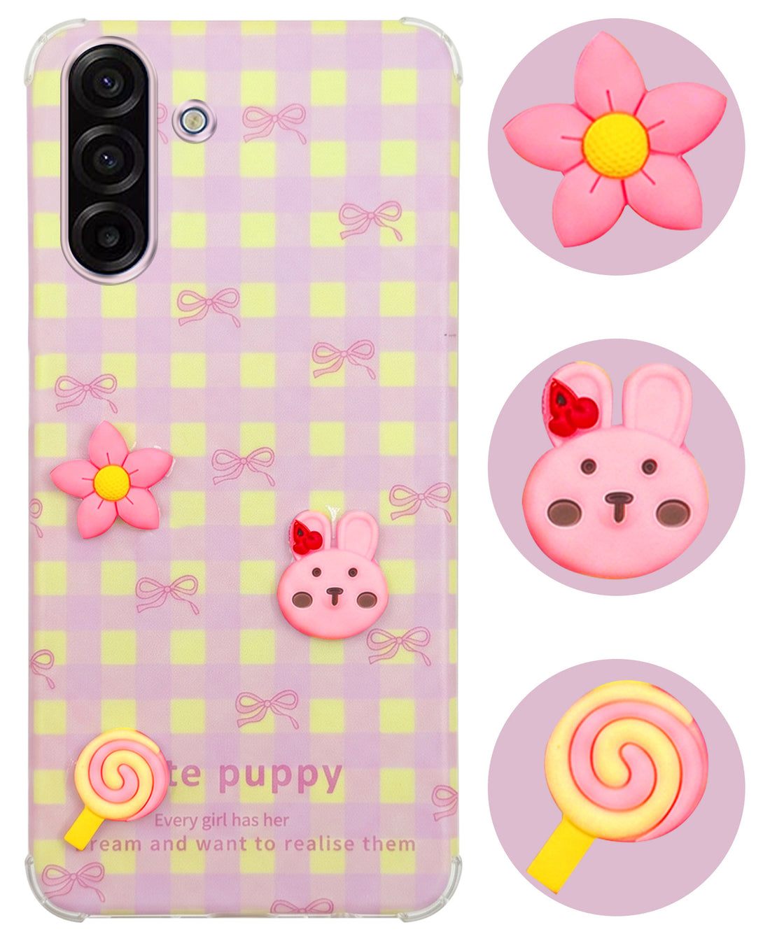 For Samsung Galaxy A17 | Samsung F17 | Samsung M17 5G Back Cover Case (3D Cute Cartoons | Hard Back Side Soft | Matte Premium Finish | HD Printing)