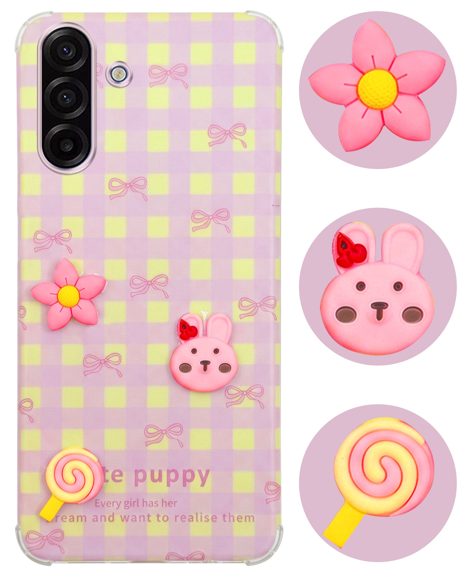 For Samsung Galaxy A17 | Samsung F17 | Samsung M17 5G Back Cover Case (3D Cute Cartoons | Hard Back Side Soft | Matte Premium Finish | HD Printing)