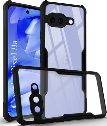 For Google Pixel 9A Back Cover Case (Shockproof with Polycarbonate Clear Panel | Professional Black)