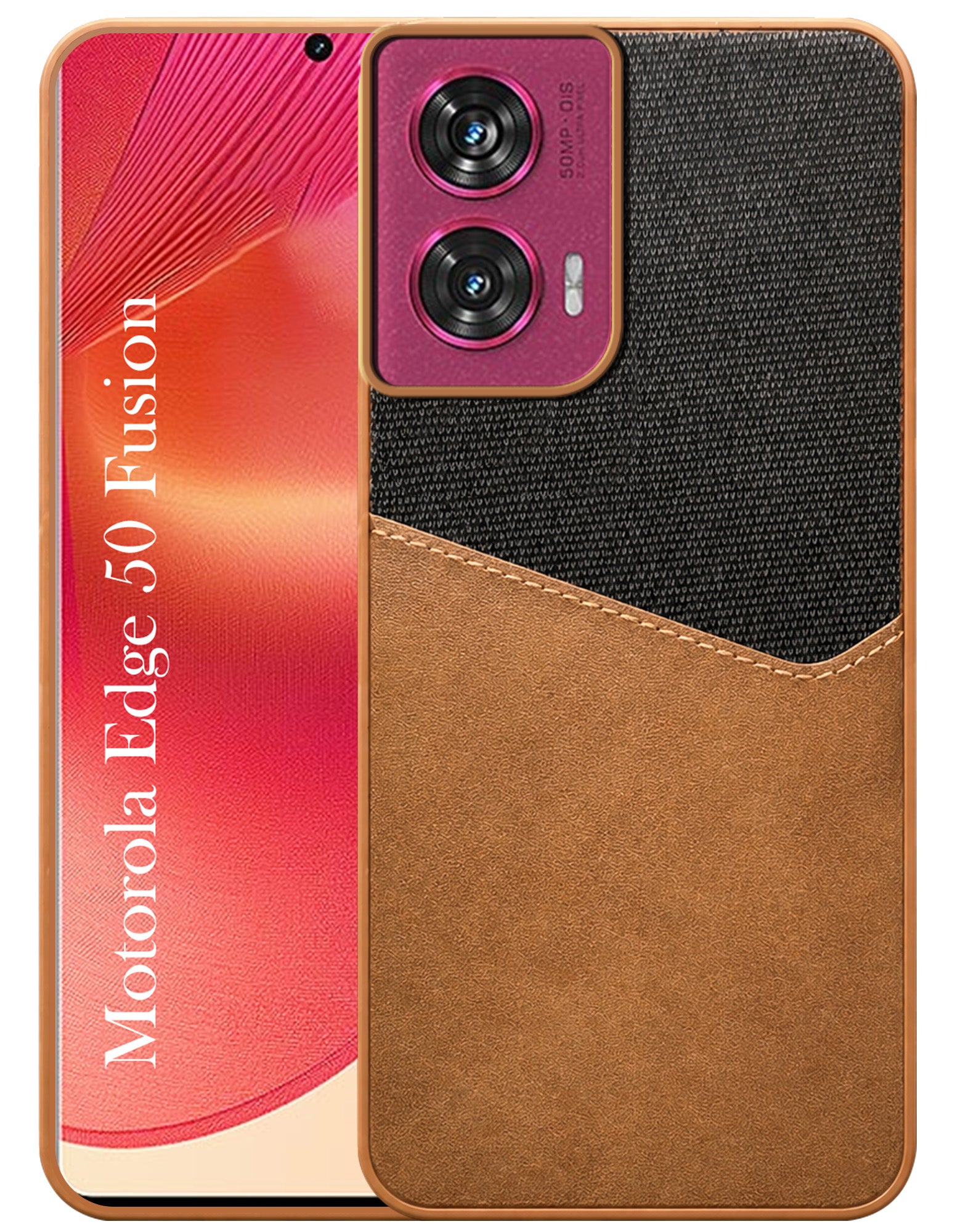 For Motorola Moto Edge 50 Fusion Back Cover Case (Dual PU Leather Stitch | Professional Minimalist | Soft and Flexible)