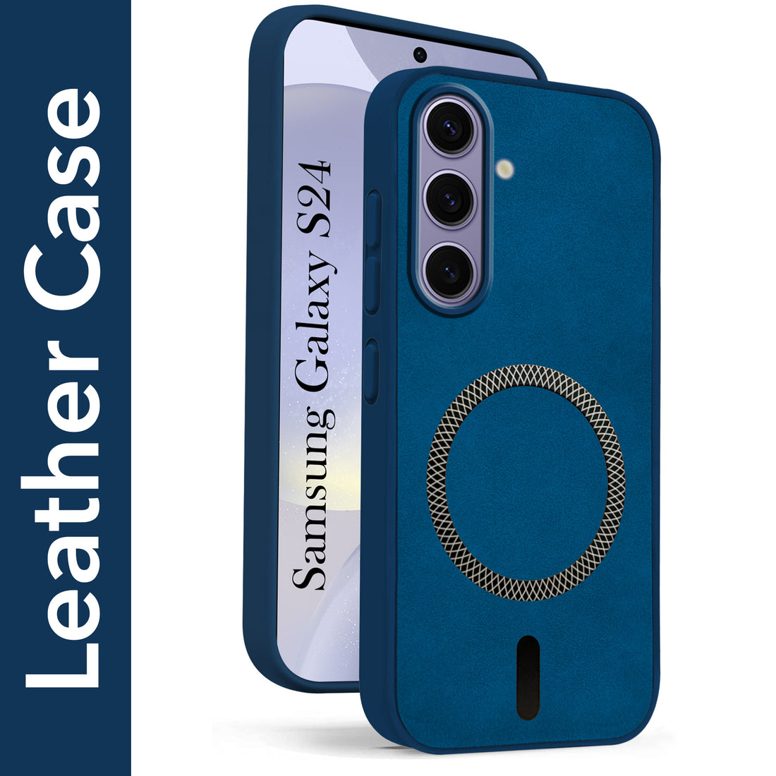 For Samsung Galaxy S24 Back Cover Case (Sleek Leather Finish | MagSafe Compatible Wireless Charging | Camera Bump Protection)