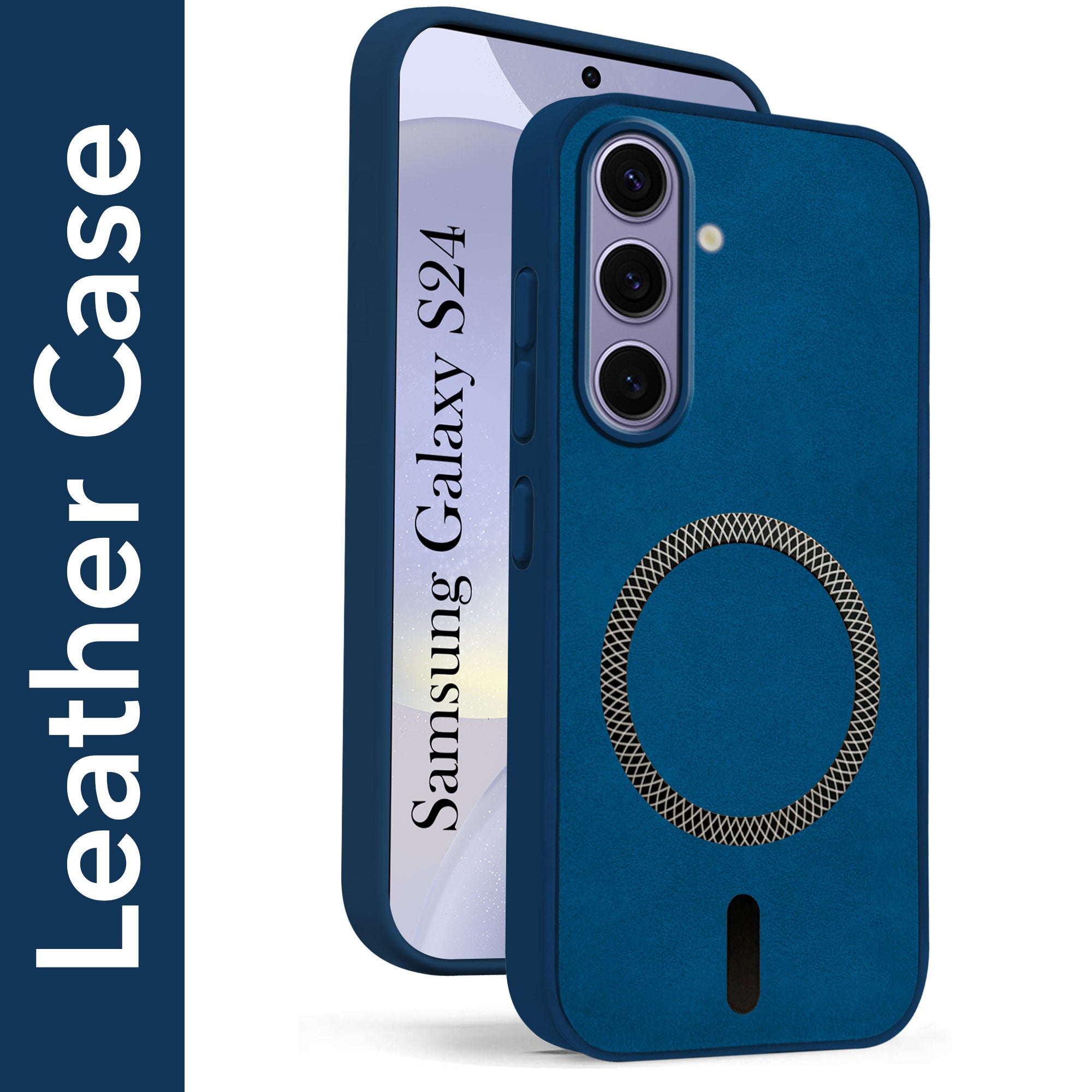 For Samsung Galaxy S24 Back Cover Case (Sleek Leather Finish | MagSafe Compatible Wireless Charging | Camera Bump Protection)