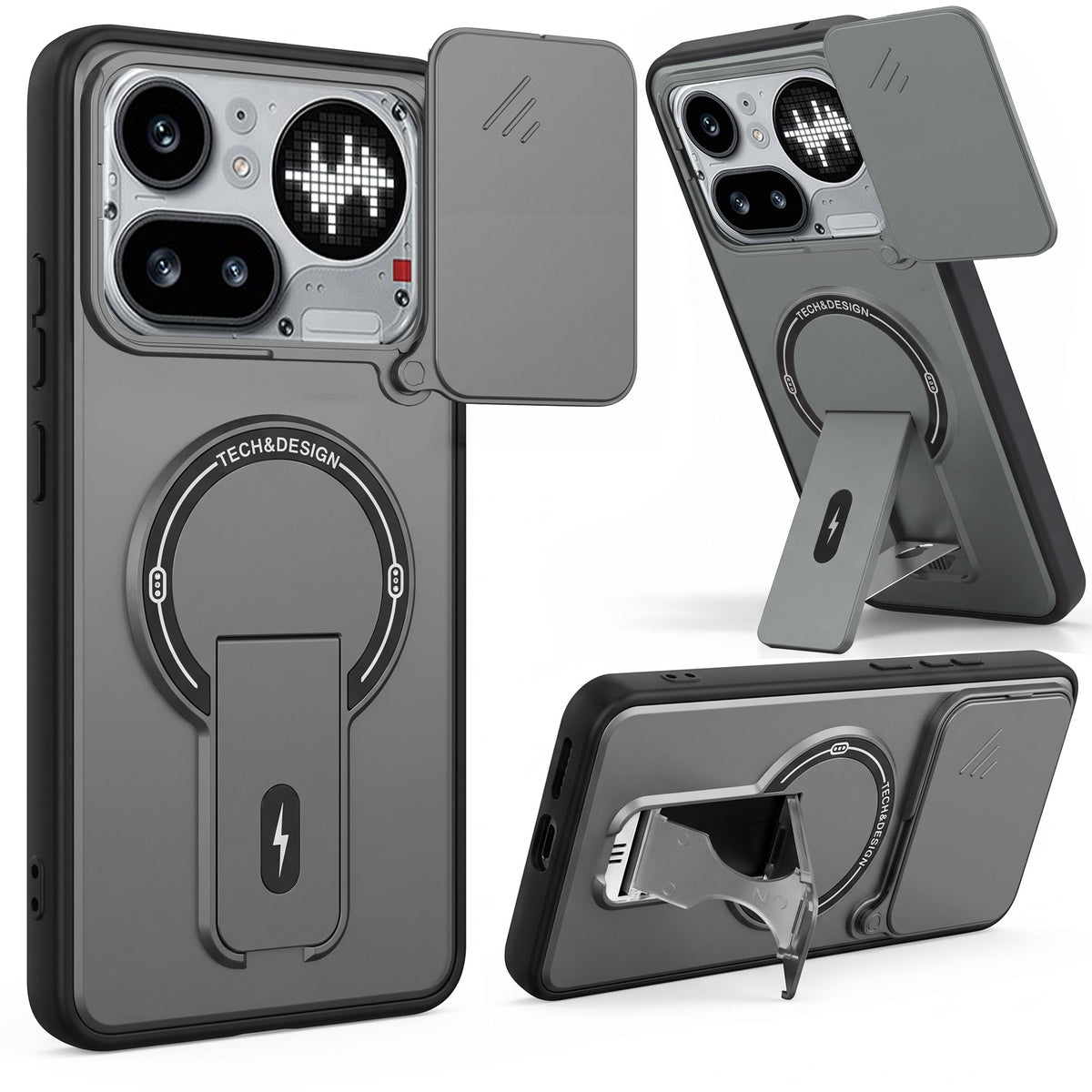 For Nothing Phone 4A Pro 5G Back Case Cover Metallic (Hybrid Armor Kickstand | Sliding Shutter Camera Protection | MagSafe Compatible)