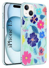 For Apple iPhone 15 Back Cover Case (Cute Floral Design | Flower Print for Girls | MagSafe Compatible Wireless Charging)