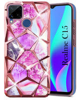 For Realme C15 Back Cover Case (Dual Design Glitter Sparkle and Detachable Diamond Print Case | Soft and Flexible)