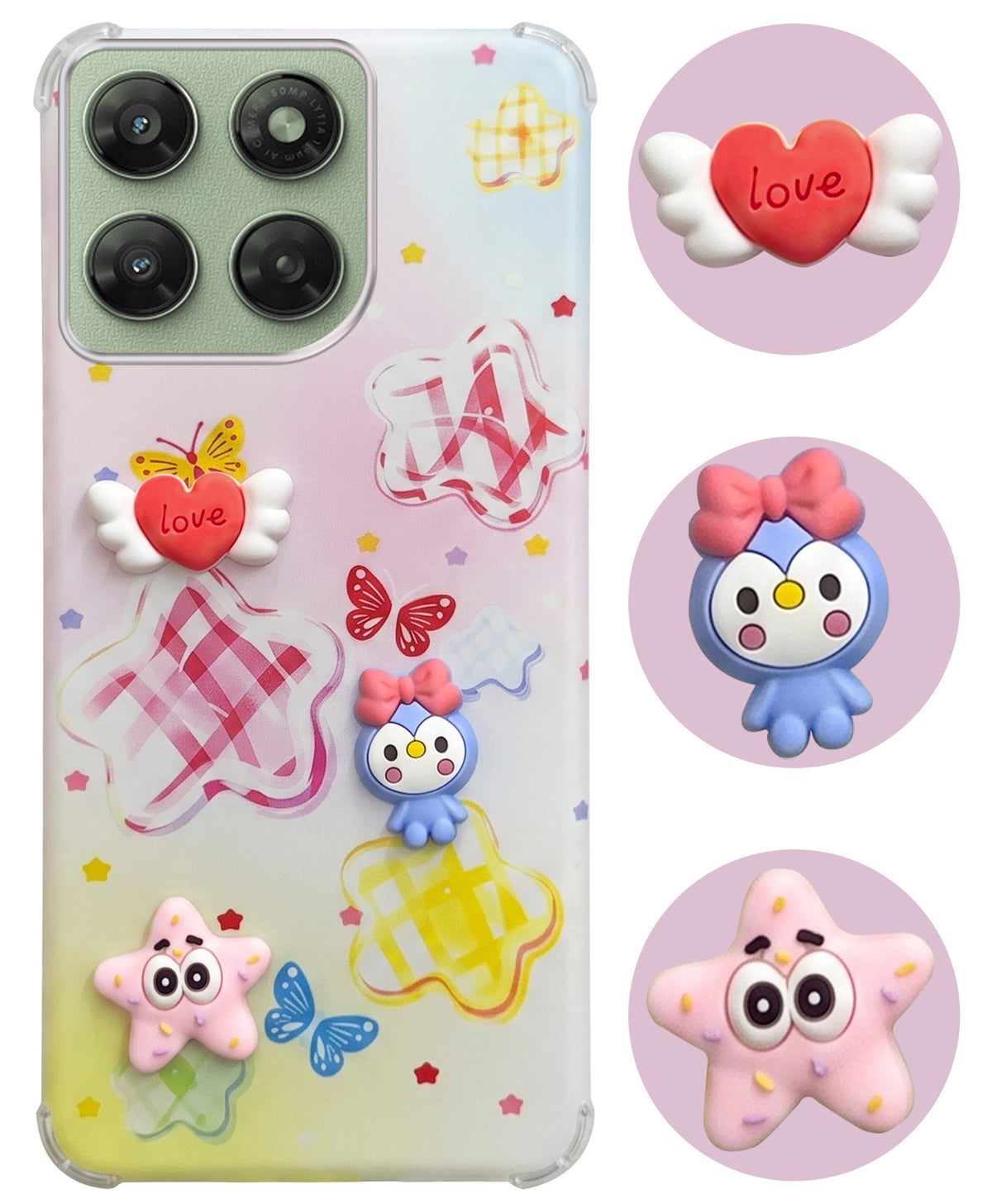 For Motorola Moto G77 Power Back Cover Case (3D Cute Cartoons | Hard Back Side Soft | Matte Premium Finish | HD Printing)