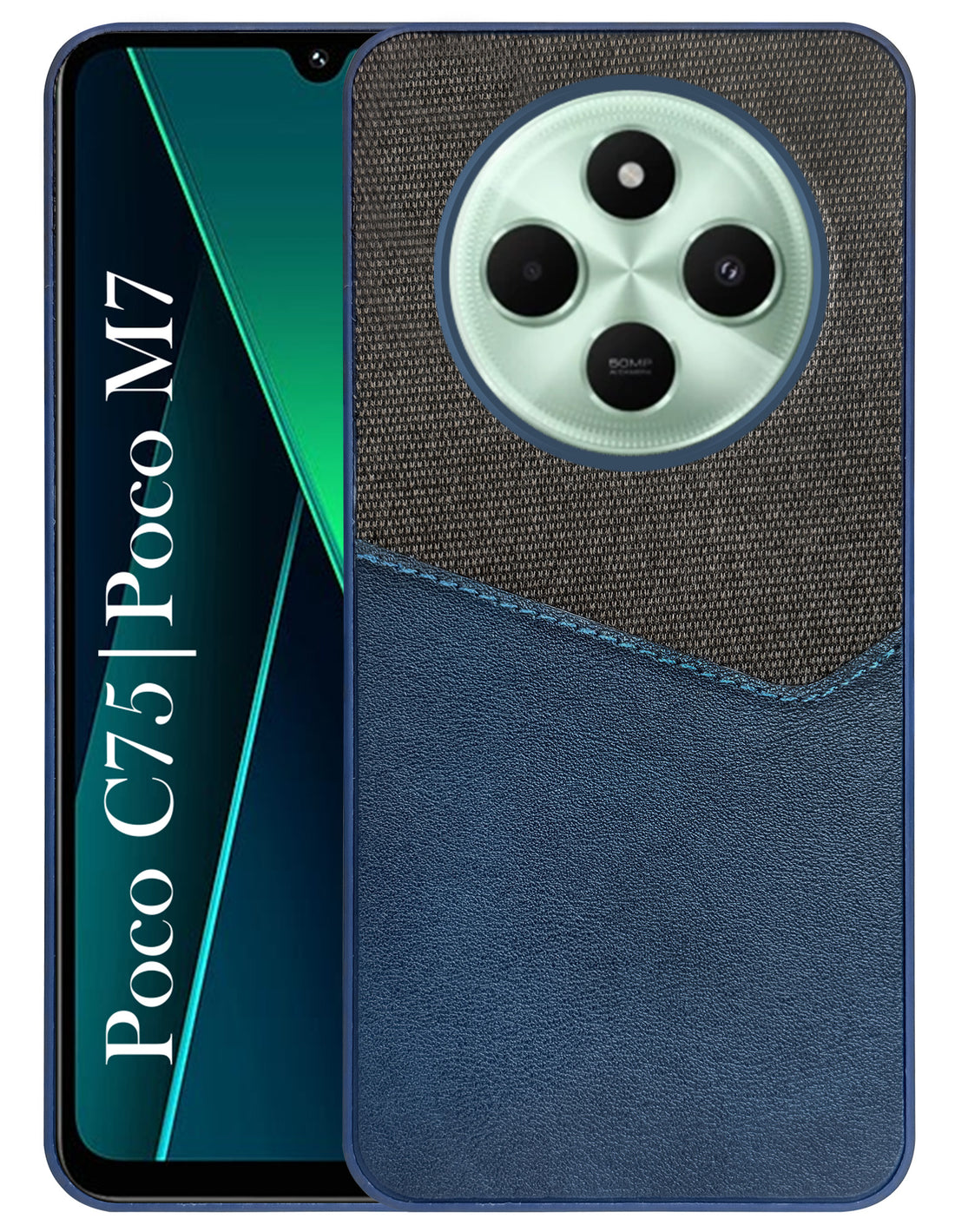 For Poco C75 | Poco M7 Back Cover Case (Dual PU Leather Stitch | Professional Minimalist | Soft and Flexible)