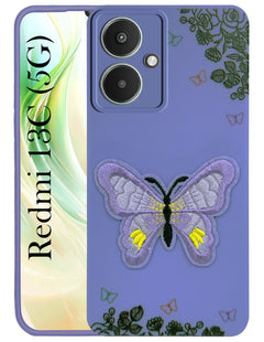 For Redmi 13C 5G Back Cover Case (Soft Butterfly Embroidery | Women Teen Girls | Camera Protection| Matte Silicone)