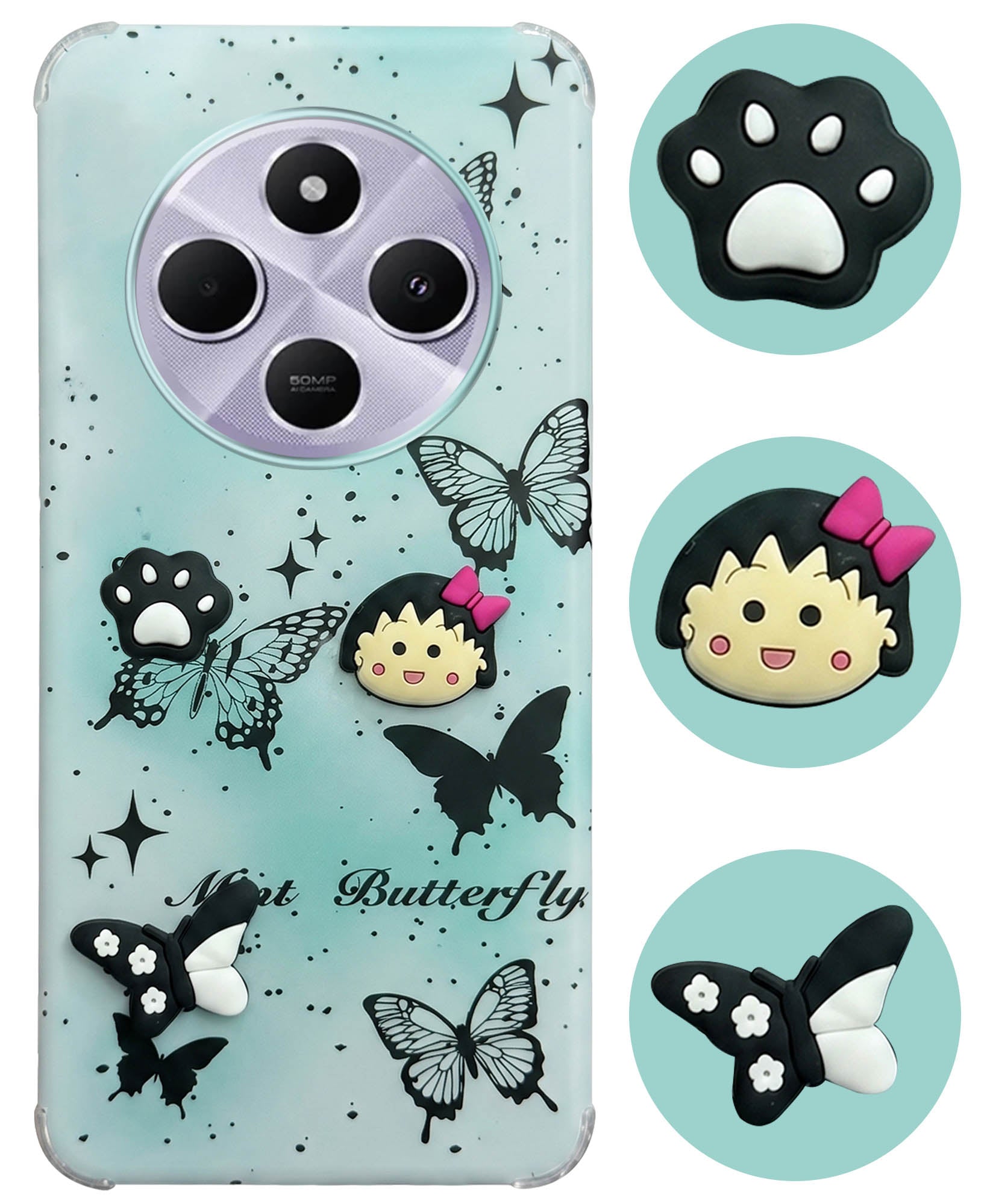 For Redmi A4 5G | Xiaomi Redmi 14C Back Cover Case (3D Cute Cartoons | Hard Back Side Soft | Matte Premium Finish | HD Printing)