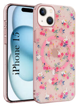 For Apple iPhone 15 Back Cover Case (Cute Floral Design | Flower Print for Girls | MagSafe Compatible Wireless Charging)