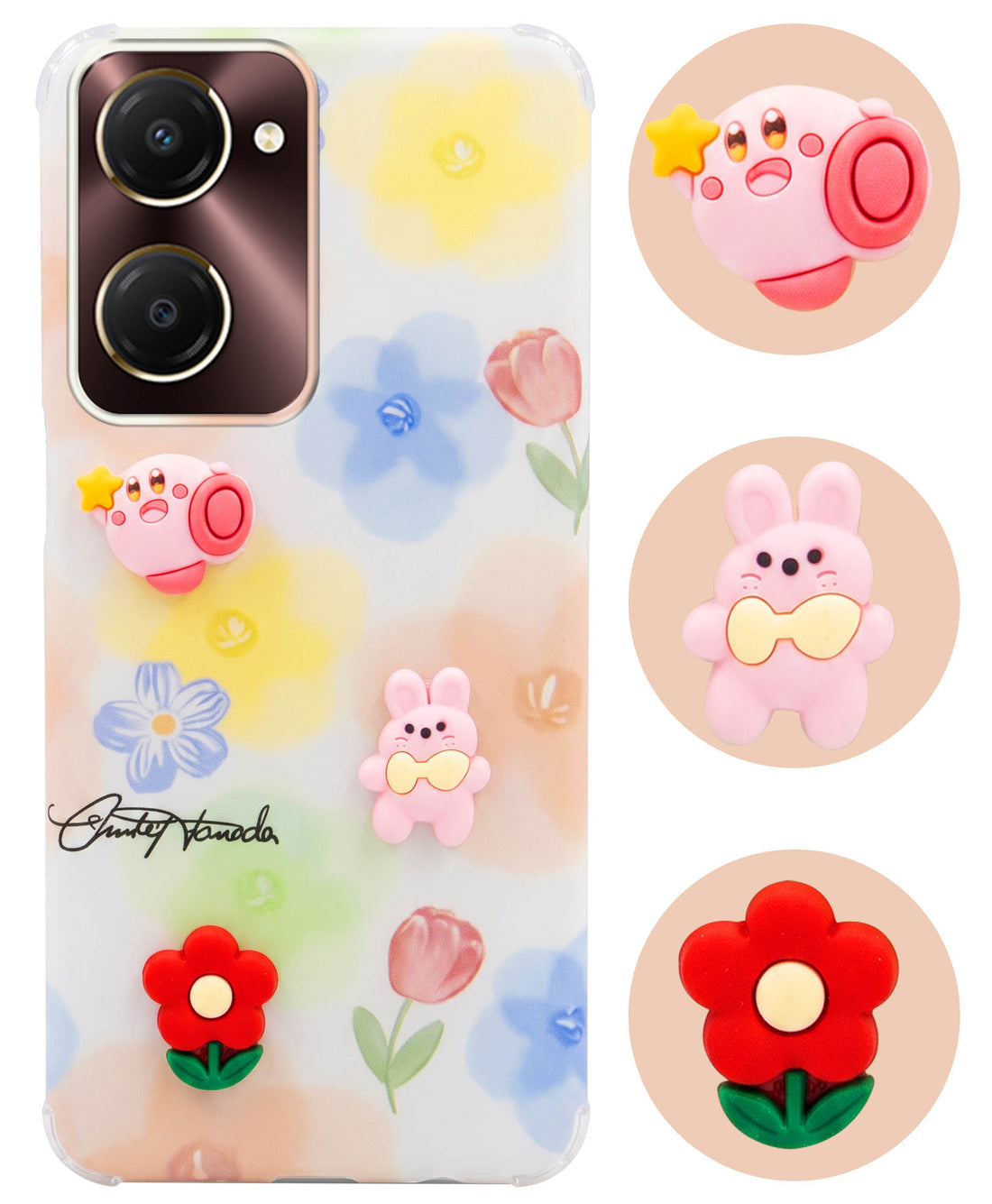 For Vivo iQOO Z9 Lite 5G Back Cover Case (3D Cute Cartoons | Hard Back Side Soft | Matte Premium Finish | HD Printing)