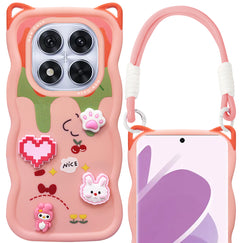 For Redmi Note 14 Pro Back Case Cover Strap (3D embossed Figures | Strap Holder | 360* Soft Cushion with Camera Bump)