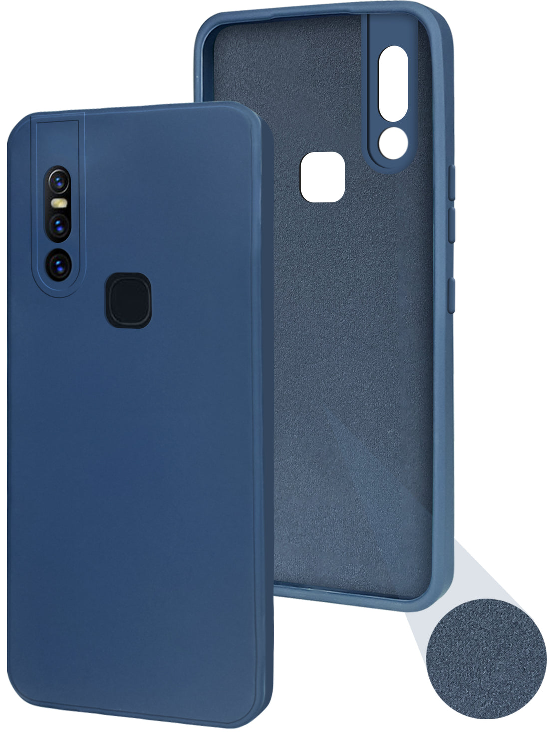 For Vivo V15 Back Cover Case ( Matte Finish Silicone with Inside Fiber cloth)
