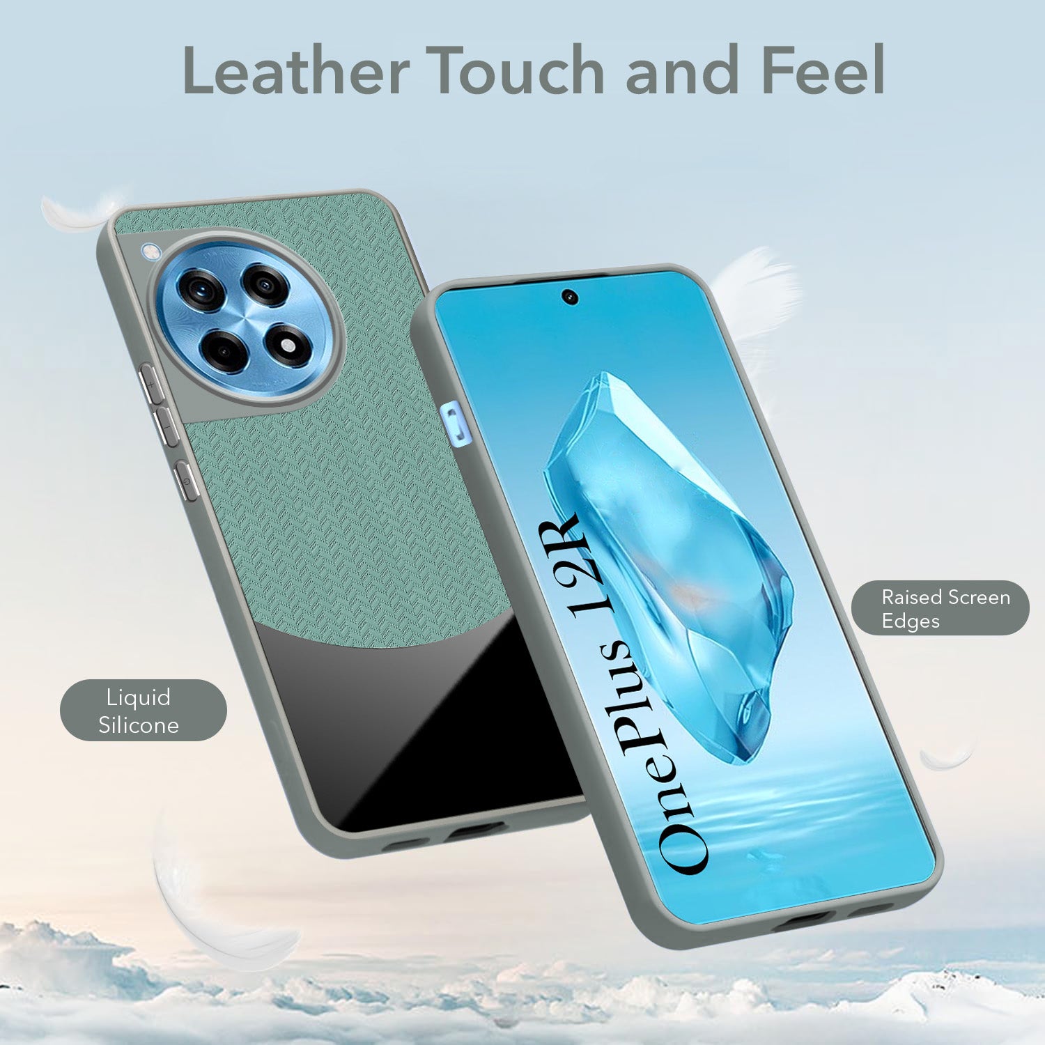 For OnePlus 12R 5G Back Cover Case (Elegant PU Leather Finish | Premium Minimalist Professional | Camera Protection Bump)