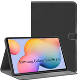 For Flip Cover Folio Case Samsung Galaxy Tab S6 Lite 10 Inch SM-P613 / P619 (PU Matte Leather | Multi-Angle Smart Stand | Card Storage Slots | Silicone Back Pouch)